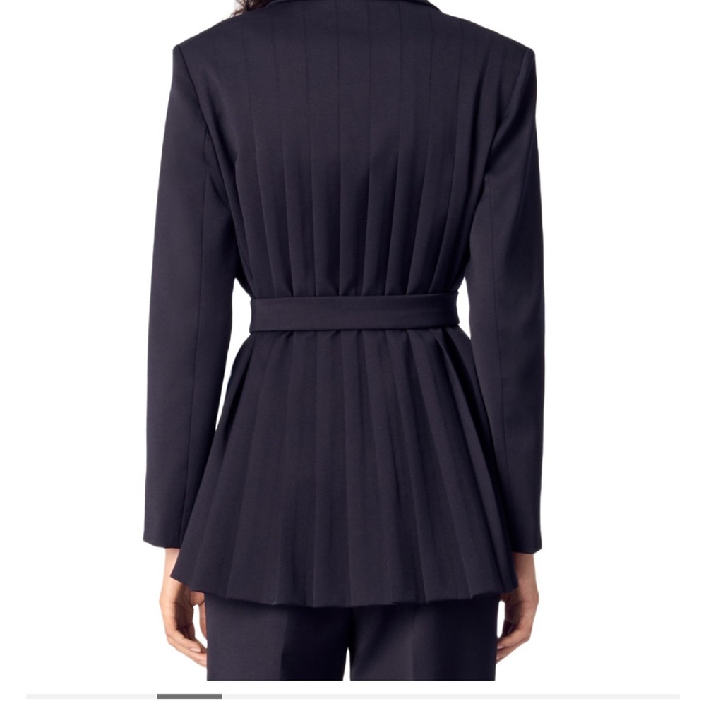 Maje Navy Pleated Blazer Size European 40